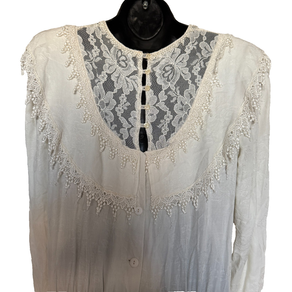 VTG McClintock Womens Dress 12 Lace Drop Waist Wedding Victorian Maxi Edwardian - Picture 6 of 10